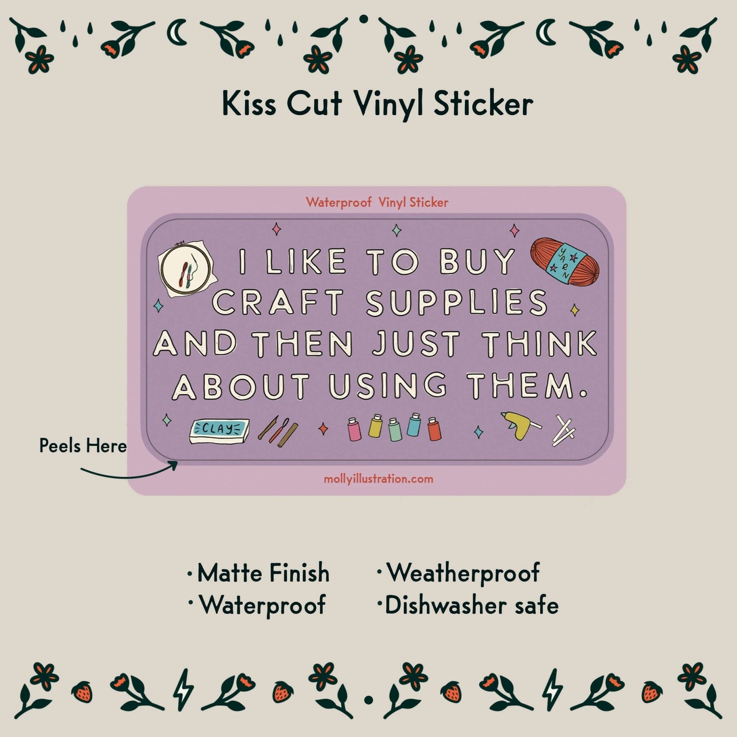 I Like to Buy Craft Supplies Waterproof Vinyl Sticker - homesewn
