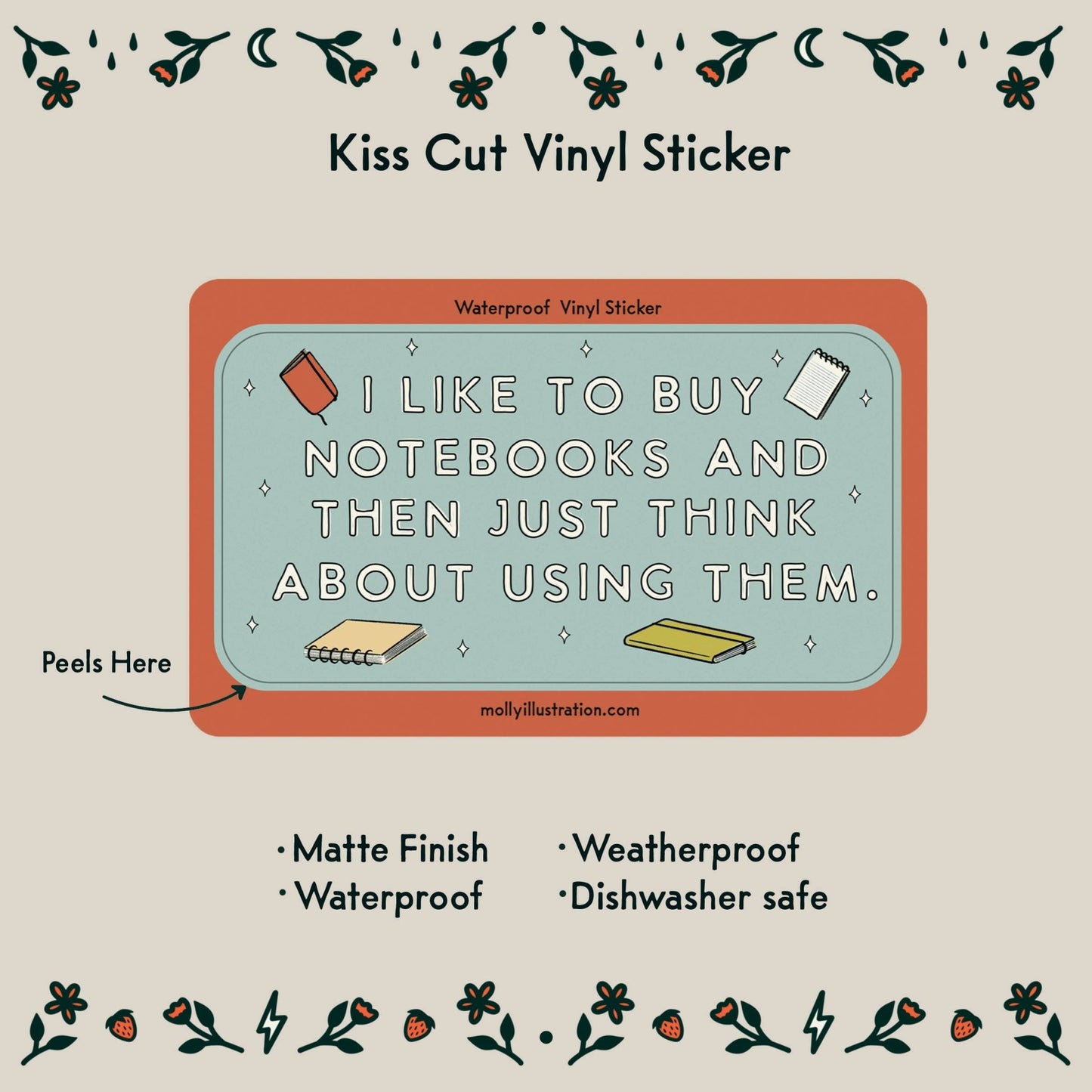 I Like to Buy Notebooks Waterproof Vinyl Sticker - homesewn