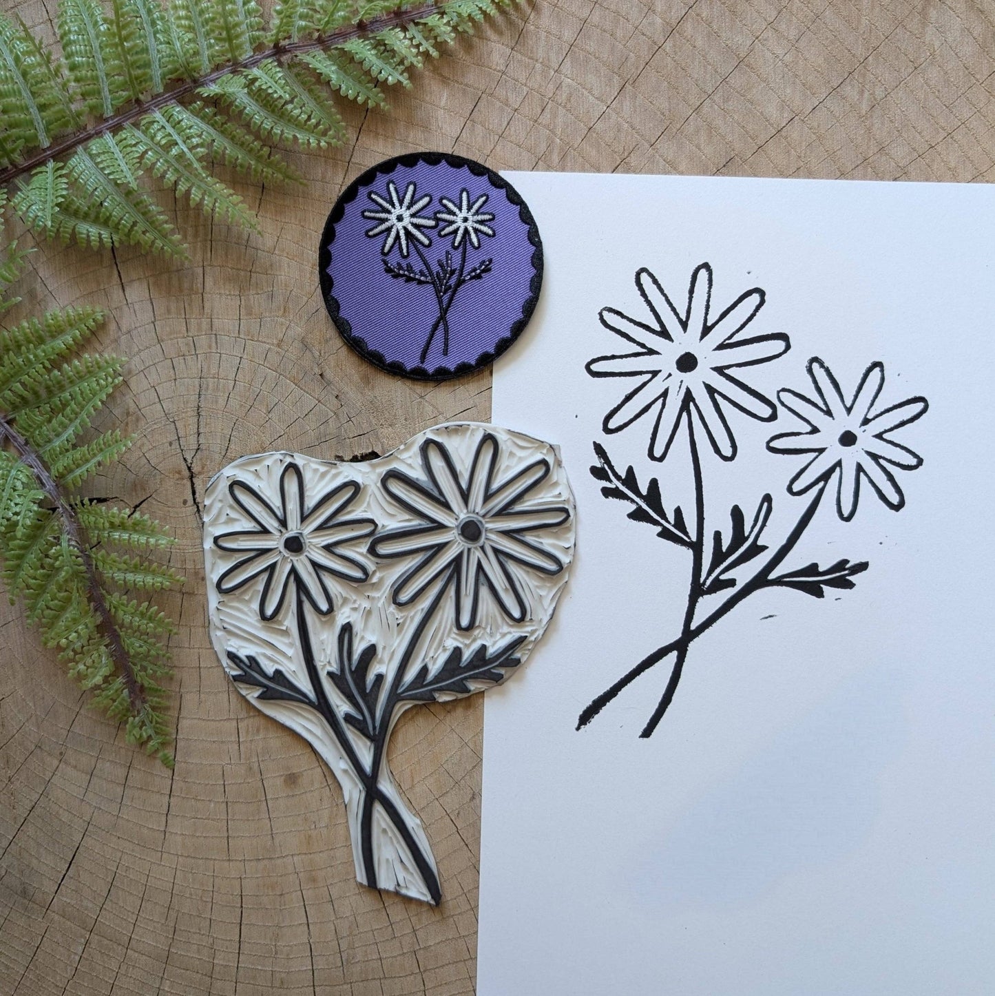 Iron - on patch | purple daisy flower - 2.75" round - homesewn