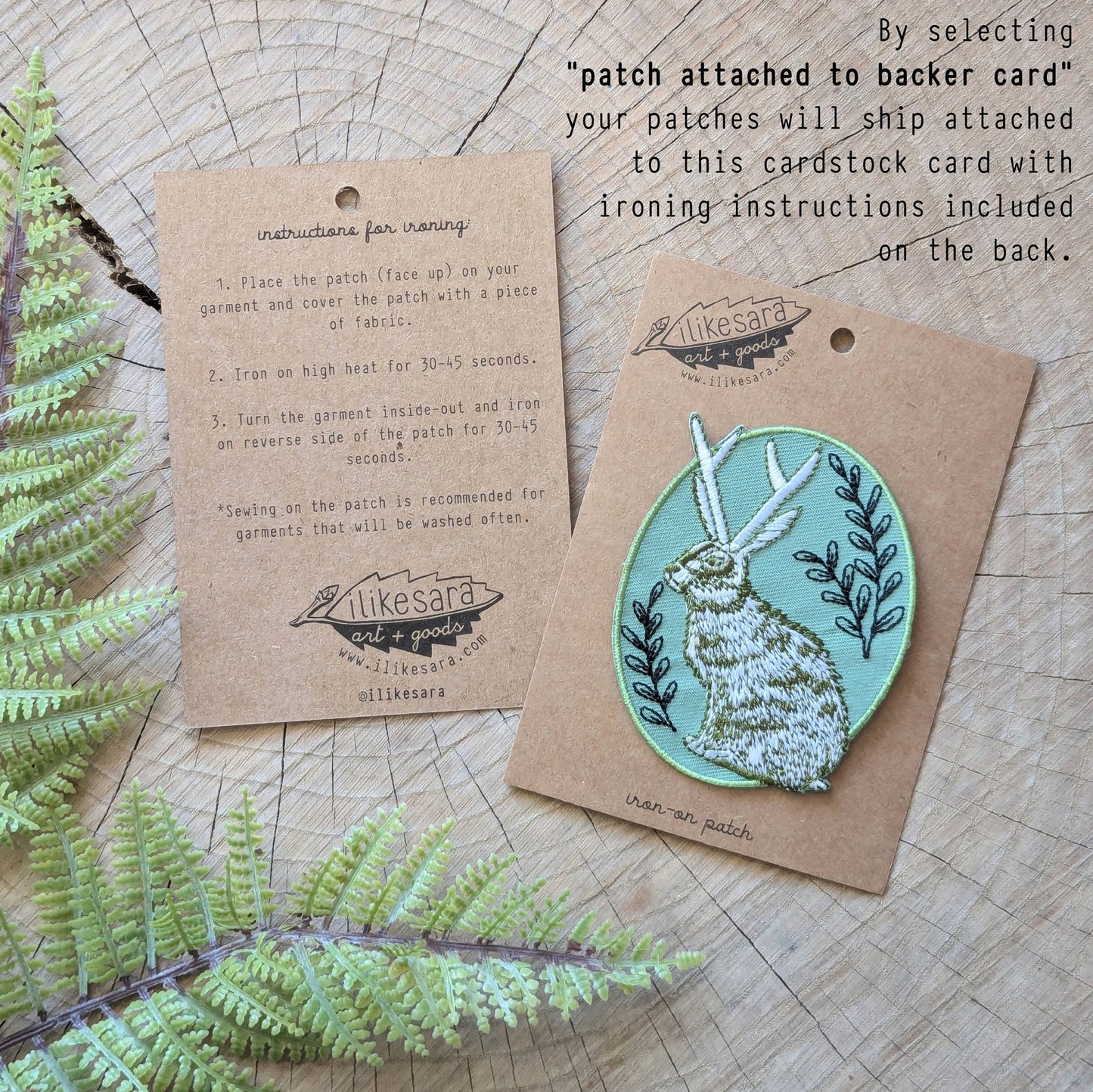 Iron - on patch | snail with fern - 2.5" round teal - homesewn