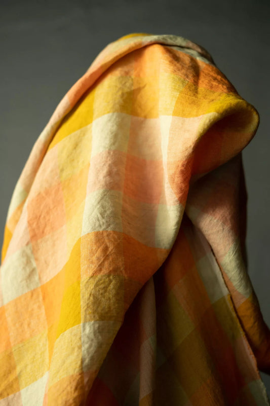 Island Life Check European Laundered Linen - 58" Wide - homesewn