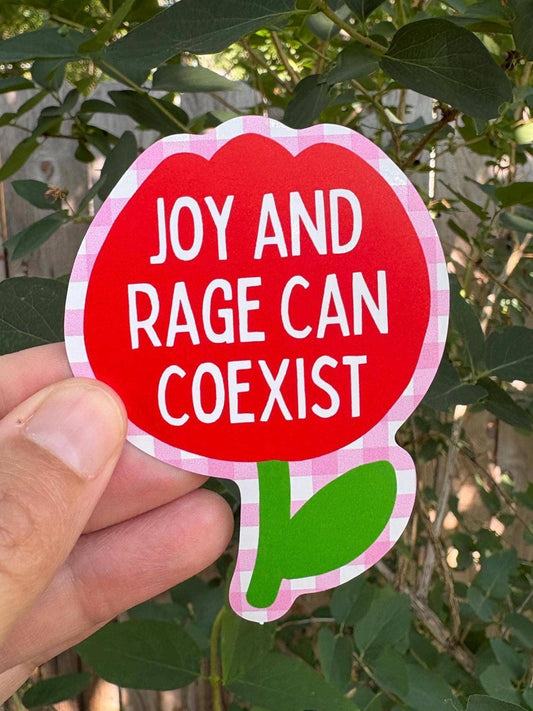 Joy and Rage Can Coexist Flower Waterproof Sticker - homesewn
