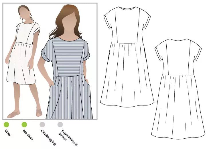Lacey Women's Woven Dress - Paper Sewing Pattern - Style Arc - homesewn