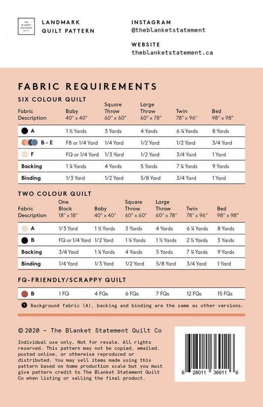 Landmark QUILT PATTERN - homesewn