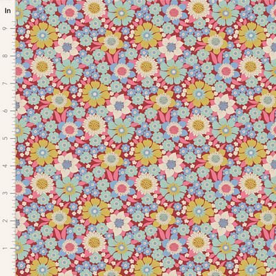 Lauren Burgundy - Wallflower Tilda QUILTING COTTON - homesewn