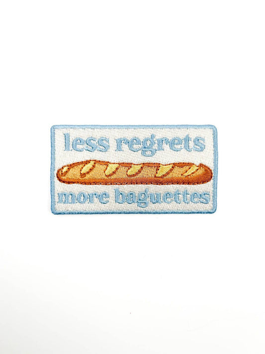 Less Regrets More Baguettes Embroidered Iron - On Patch Baking - homesewn