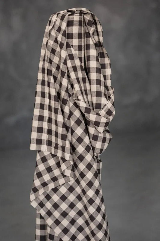 Licorice Gingham Cotton/Linen - 58" Wide - homesewn