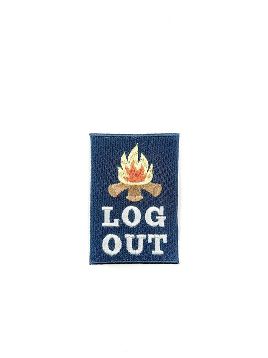 Log Out Embroidered Iron - On Patch Perfect for Hiking Camping - homesewn