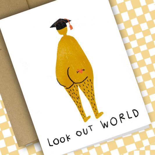 LOOK OUT WORLD Greeting Card - homesewn
