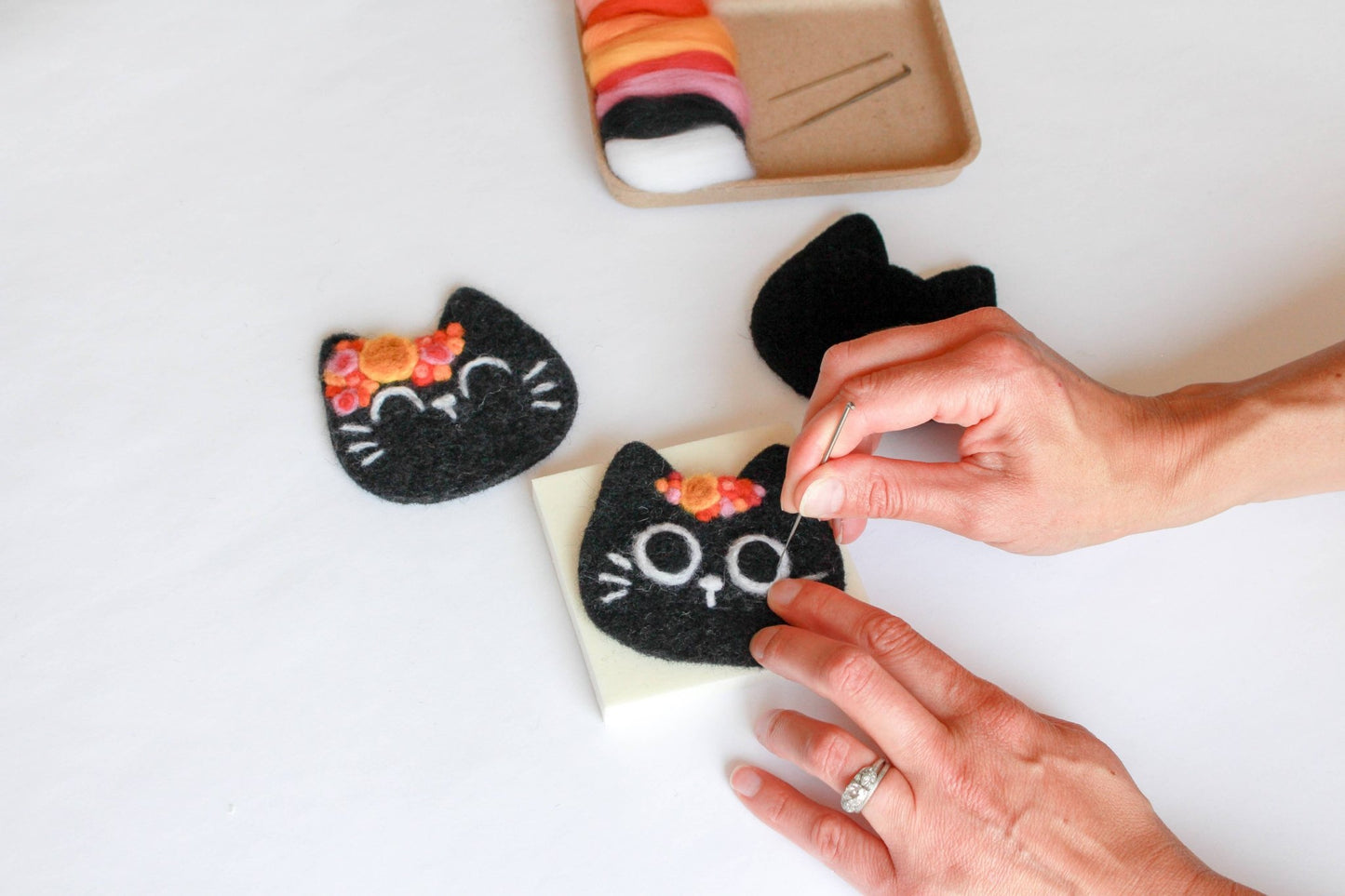 Mini Black Cats Felting Craft Kit - homesewn