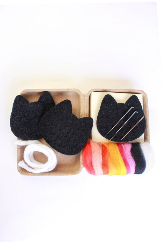 Mini Black Cats Felting Craft Kit - homesewn