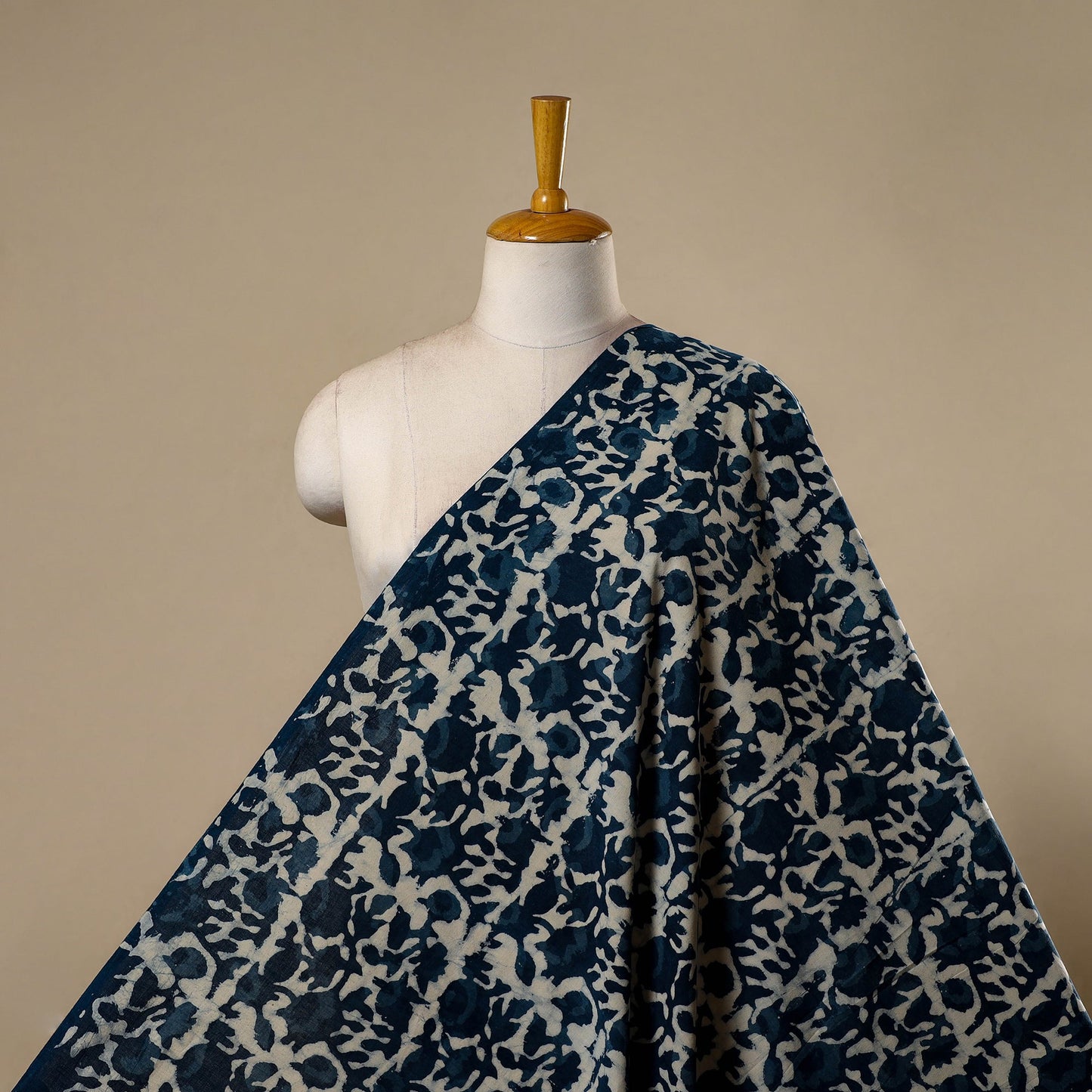 Natural Dyed Cotton Indigo Hand Block Bagru Dabu Fabric - homesewn