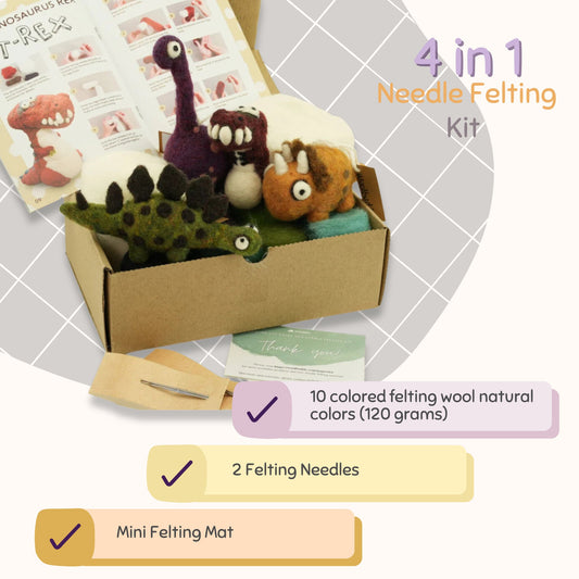 Needle Felting Dinosaur Kit - homesewn