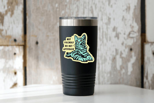 Not Friendly Do Not Approach Sticker - cat, kitten, kitty - homesewn