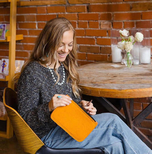 Notions Pouch - 100% Felted Wool & Leather - homesewn