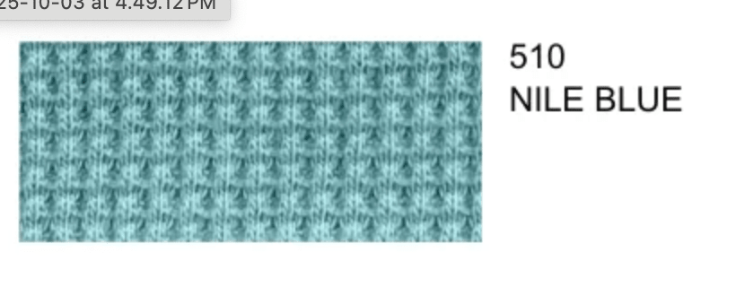 Organic Cotton WAFFLE 7.7oz - Nile Blue - Stretch Knit Fabric 57" wide - homesewn