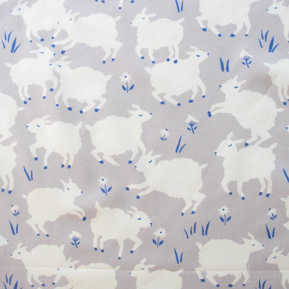 ORGANIC Homestead Little Lamb Fog - QUILTING COTTON/POPLIN - homesewn