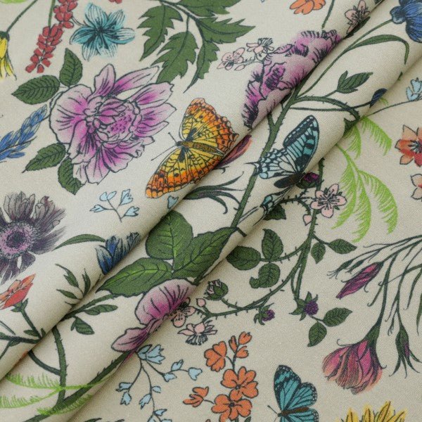 ORGANIC print Single JERSEY KNIT fabric - Butterfly Floral - homesewn