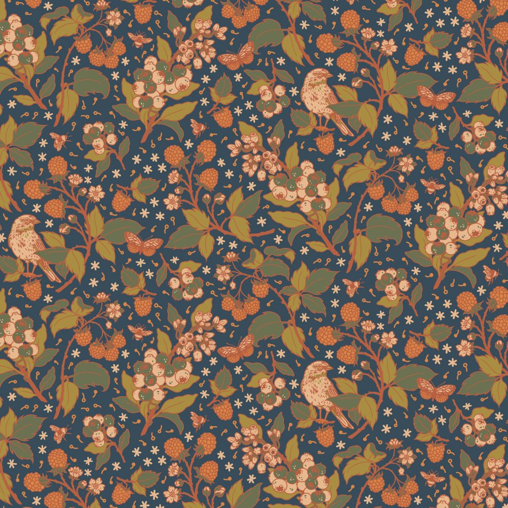 ORGANIC Wild Berries - Navy - homesewn