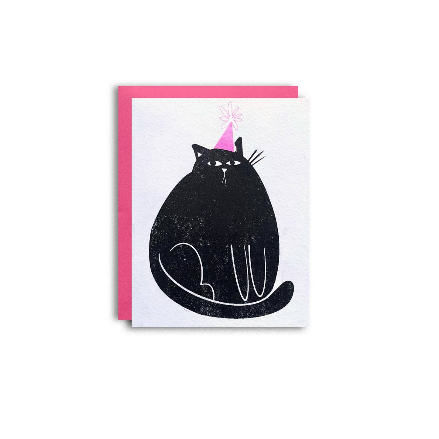 Party Cat Birthday Risograph Greeting Card - homesewn