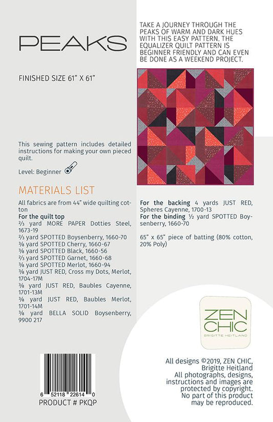 Peaks Zen Chic Quilt Pattern - homesewn