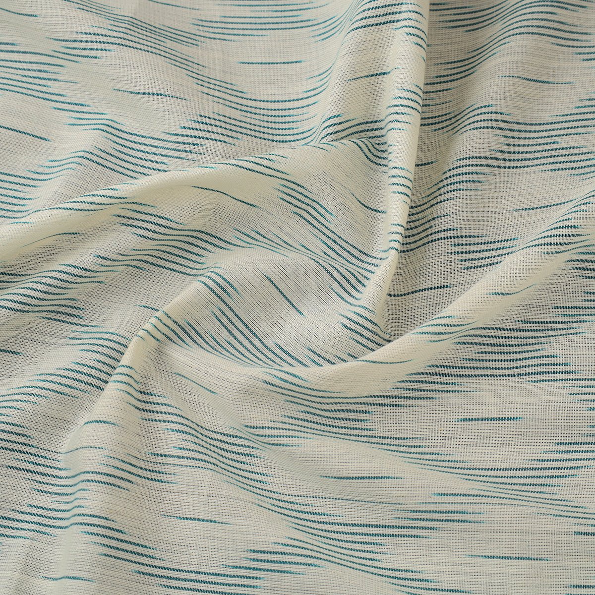 Pochampally Ikat Woven Prewashed Cotton Fabric - Ivory Blue - homesewn