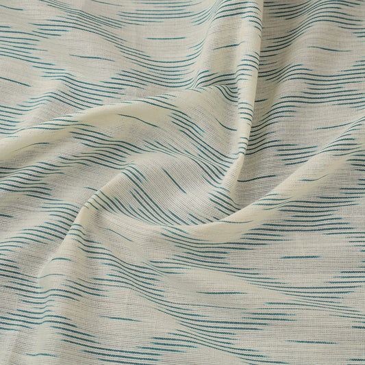 Pochampally Ikat Woven Prewashed Cotton Fabric - Ivory Blue - homesewn