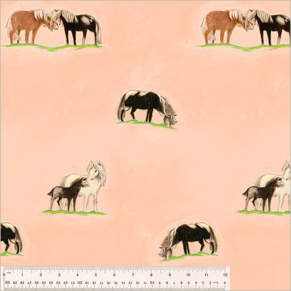 Ponies CANVAS - Peach - Heather Ross by Hand - homesewn