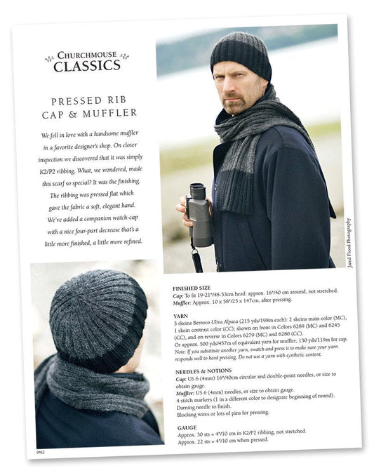 Pressed Rib Cap & Muffler Printed Knitting Pattern - homesewn