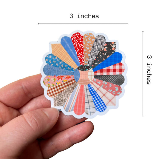 Quilt Flower Vinyl Stickers, Sewing Sticker, Quilt Sticker - homesewn