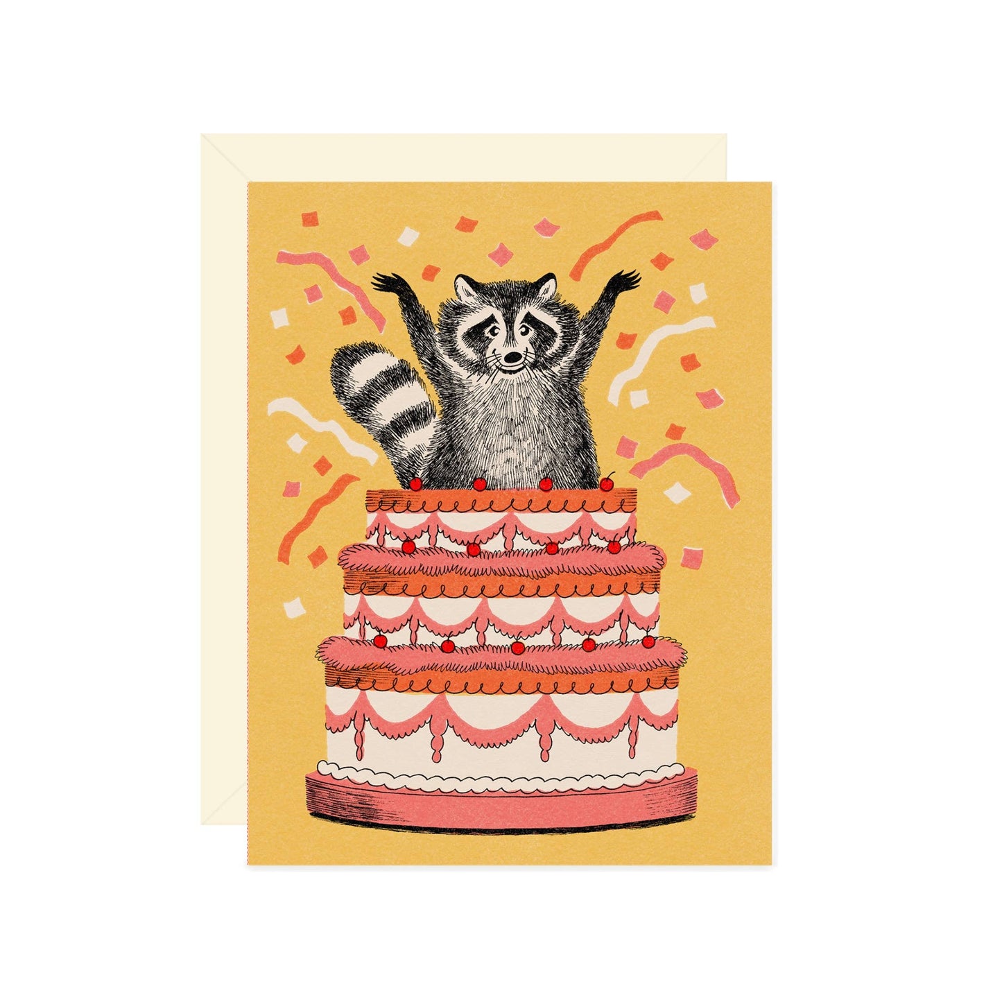 Raccoon and Cake Birthday Greeting Card - homesewn
