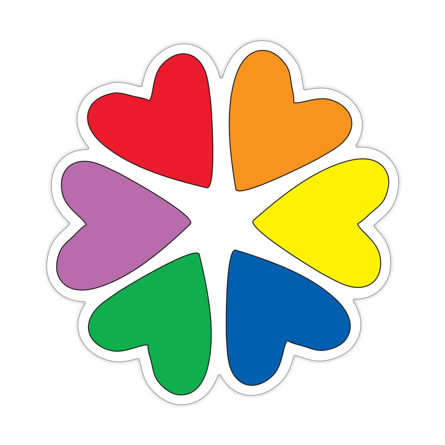 Rainbow Hearts - 3" vinyl sticker - homesewn