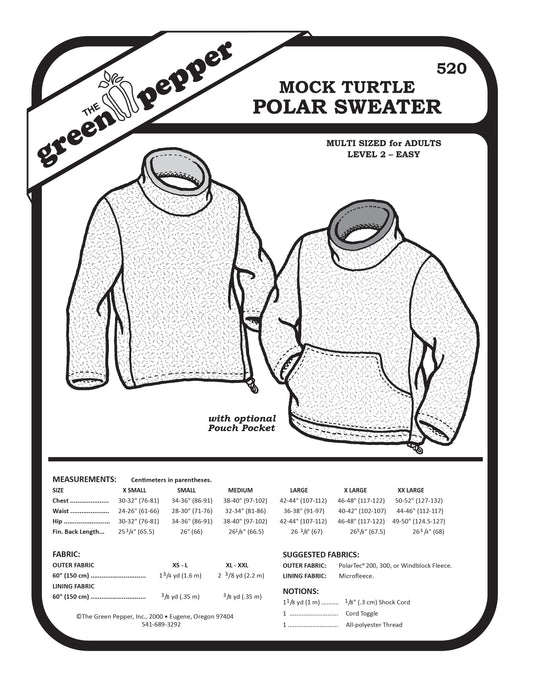 image of the cover of the 520 Mock turtle polar sweater sewing pattern