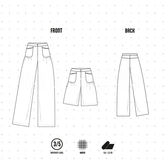 PT002 - Pantalon jambe larges à poches froncées