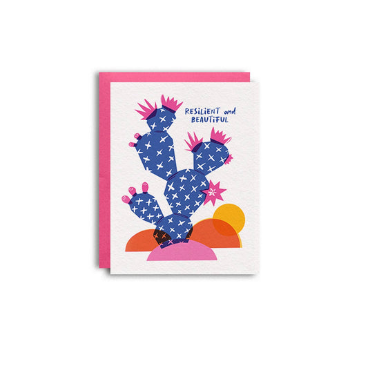 Resilient and Beautiful Cactus Risograph Card - homesewn