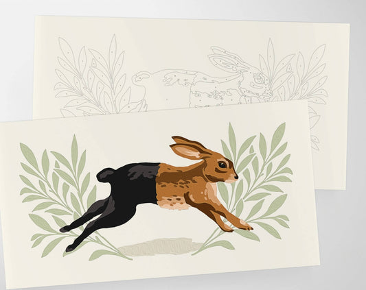 Running Hare | Modern Paint By Numbers Kit - homesewn