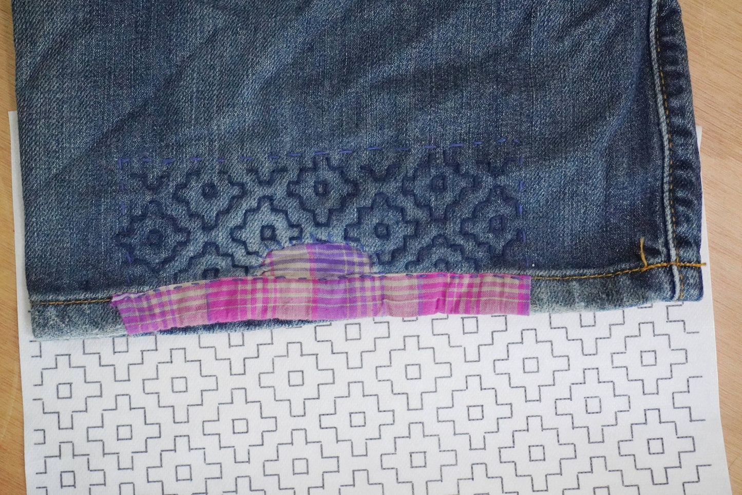 Sashiko Inspired Mending Stick and Stitch Patterns - homesewn