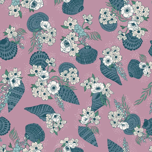 Sea Bouquet ORGANIC - Dusty Pink - Seashell Serenade Quilting Cotton fabric - homesewn