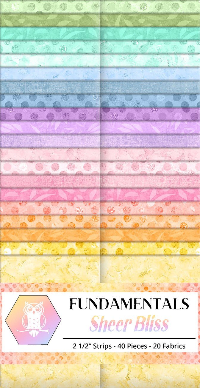 Sheer Bliss Jelly Roll - 2.5" Strips (40pc) - Fundamentals by White Owl Textiles - homesewn