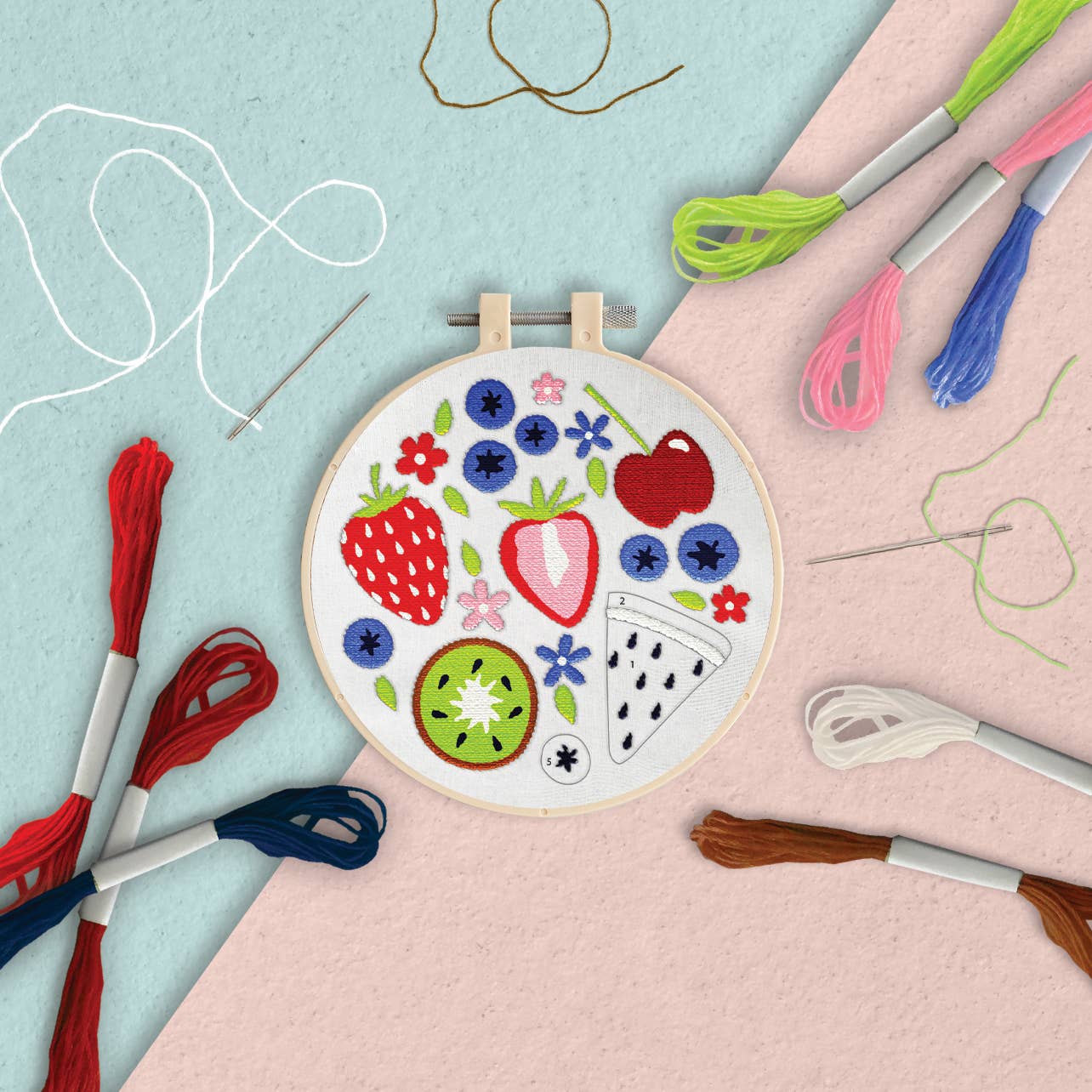 Simply Make Embroidery By Numbers Summer Fruits Craft Kit - homesewn