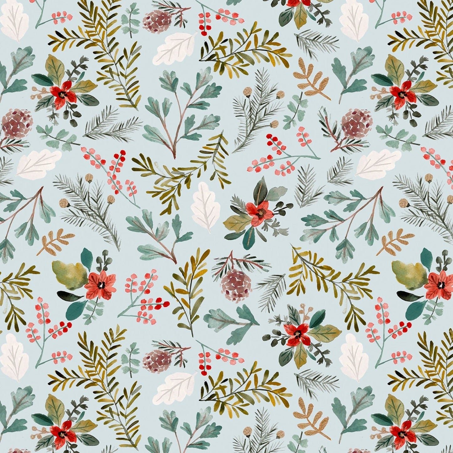 Sky Festive Flora - Baby It's Cold Outside QUILTING COTTON - homesewn