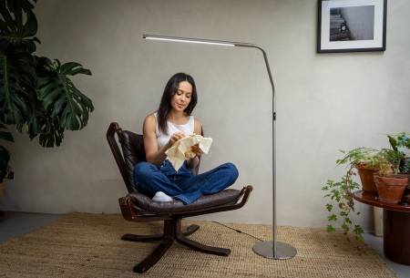 Slimline 4 Floor Lamp - Brushed Steel - homesewn
