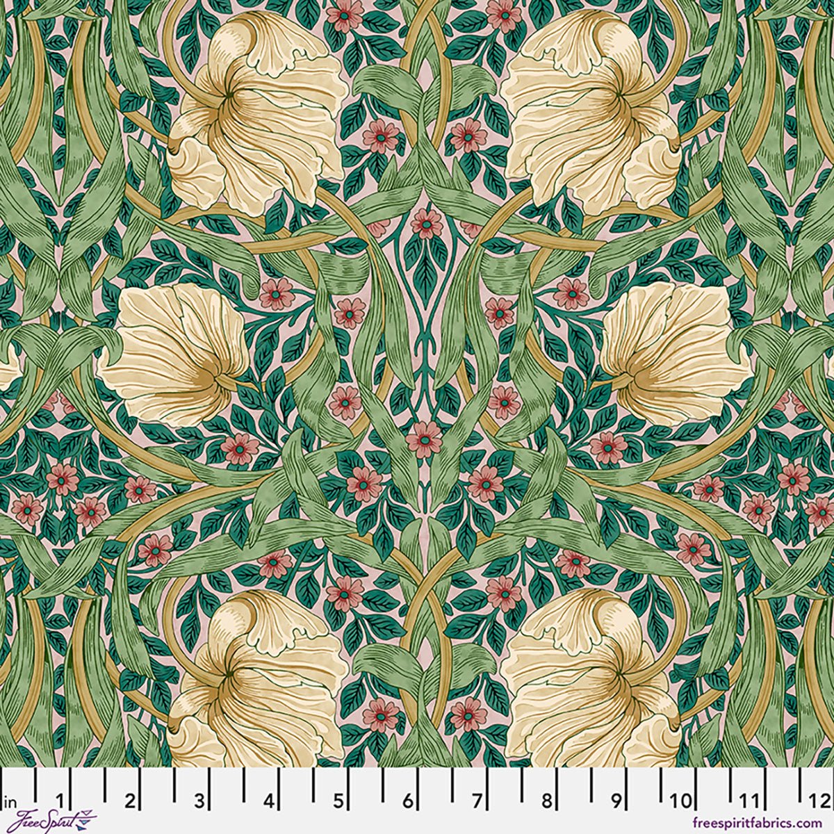 Small Pimpernel - Citrus - William Morris Lodden QUILTING COTTON/POPLIN - homesewn