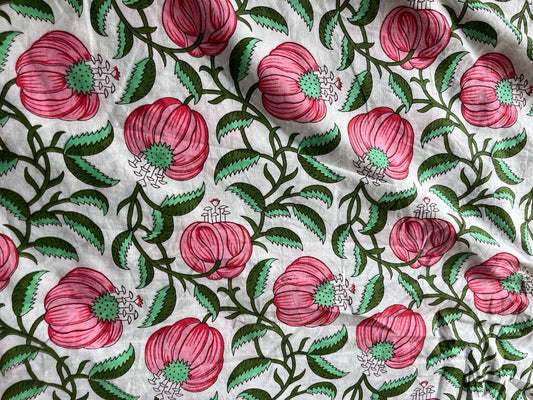 Soft Cotton Block Print Indian Pure Cotton Fabric Handmade - homesewn