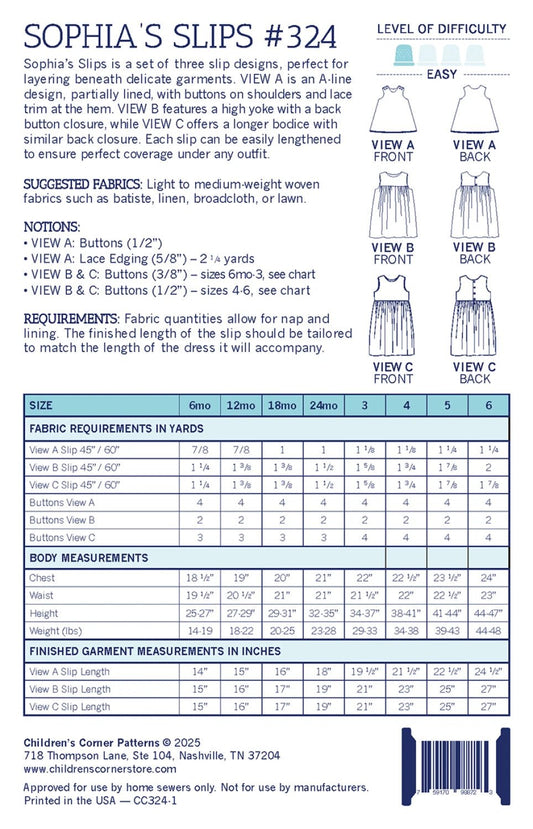 Sophia's Slips Kids Pattern - homesewn