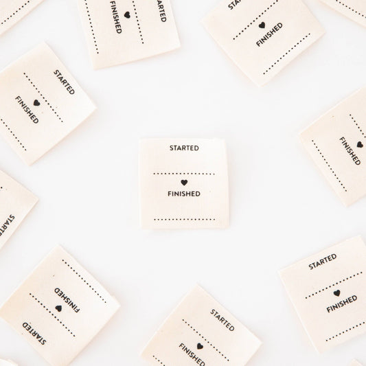 Started Finished Organic Cotton Sewing and Quilting Labels - homesewn