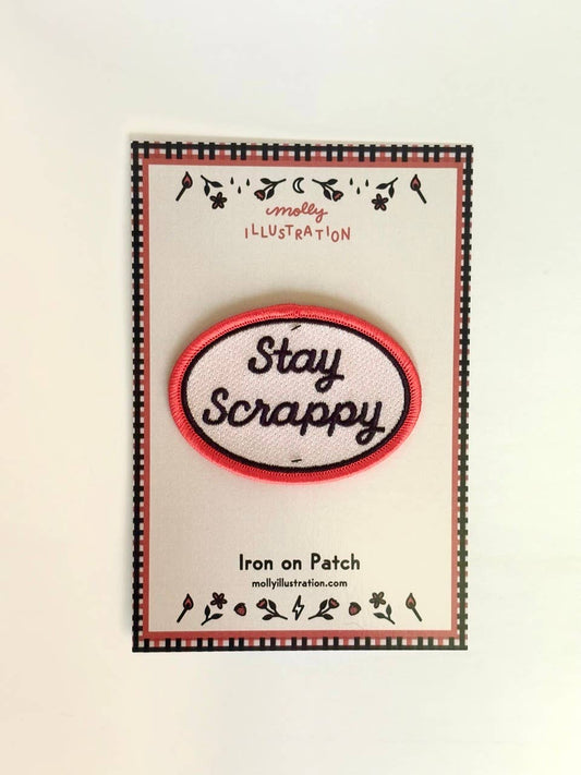 Stay Scrappy Vintage Style Embroidered Iron On Patch - homesewn