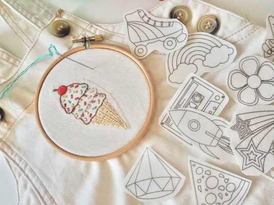 Stick and Stitch Embroidery Patches Retro Designs - homesewn
