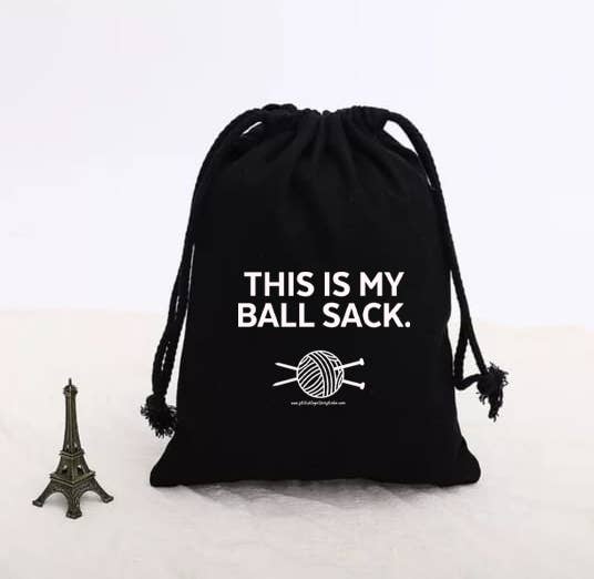 This is My BallSack / Drawstring Project Bag - BLACK - homesewn