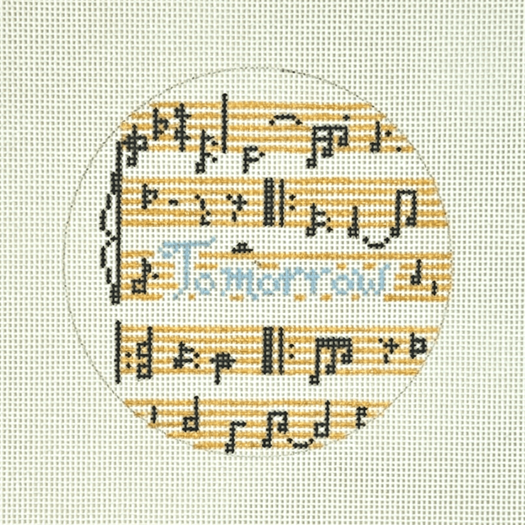Tomorrow Musical Needlepoint Round - Handpainted - homesewn